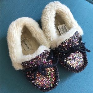 Girls Crewcuts Glitter Moccasins
